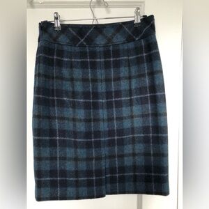 L.L. Bean Blue and Black Pencil Skirt Knee-Length Casual